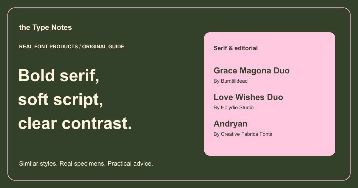 Bold serif and script contrast — the Type Notes editorial cover