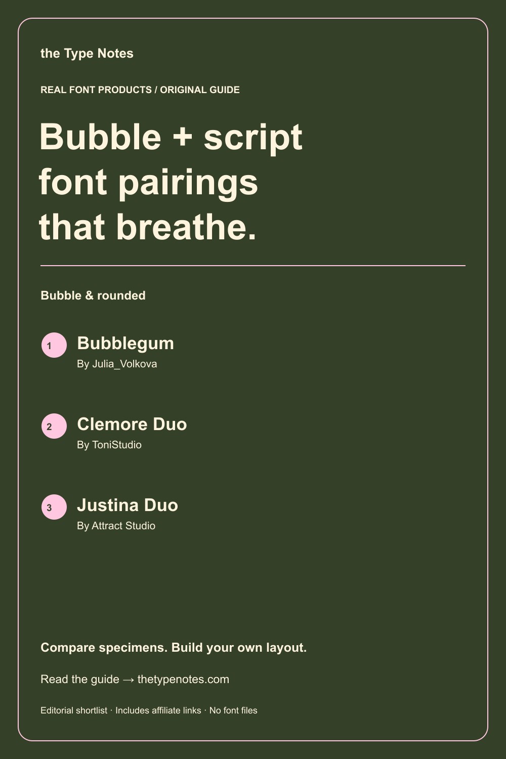 Bubble and script font pairings — guide and real product shortlist