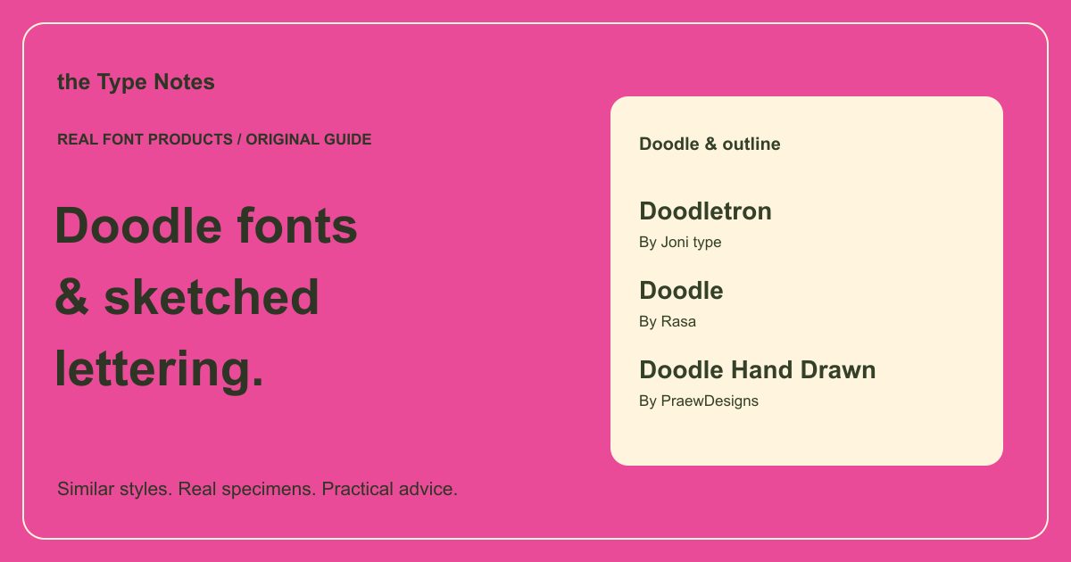 Doodle fonts for sketched lettering — the Type Notes editorial cover