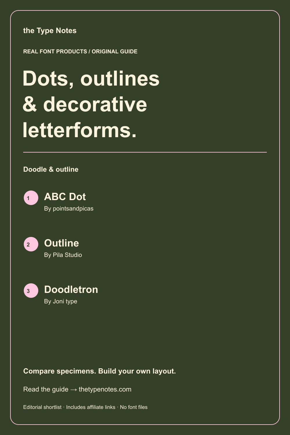 Dotted and outline fonts for decoration — guide and real product shortlist