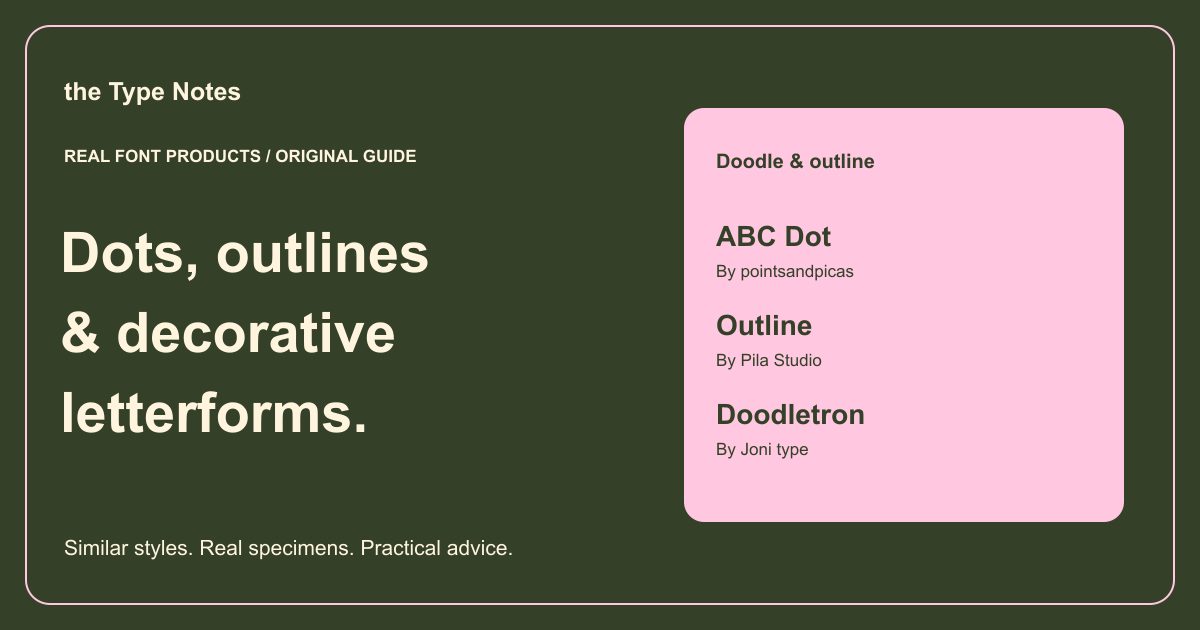 Dotted and outline fonts for decoration — the Type Notes editorial cover