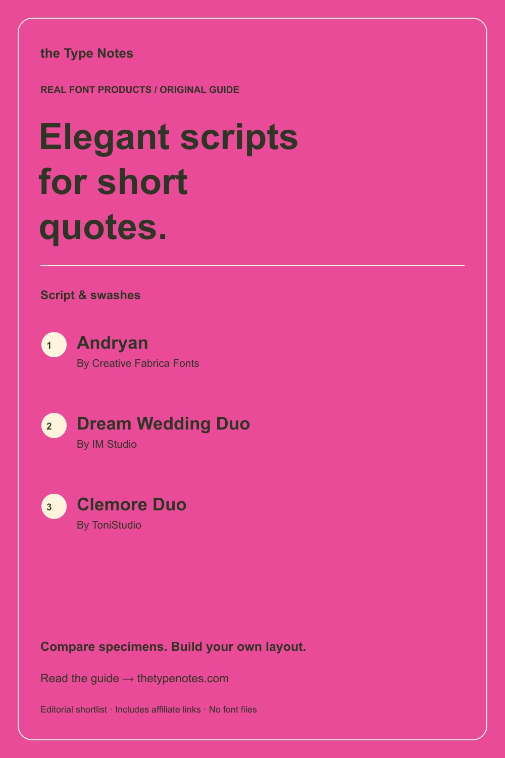 Elegant script fonts for short quotes — guide and real product shortlist
