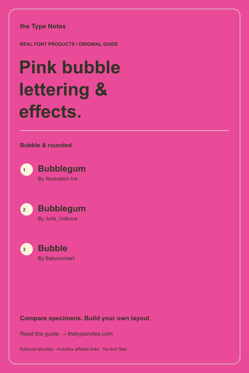Pink bubble lettering: fonts and effects — guide and real product shortlist