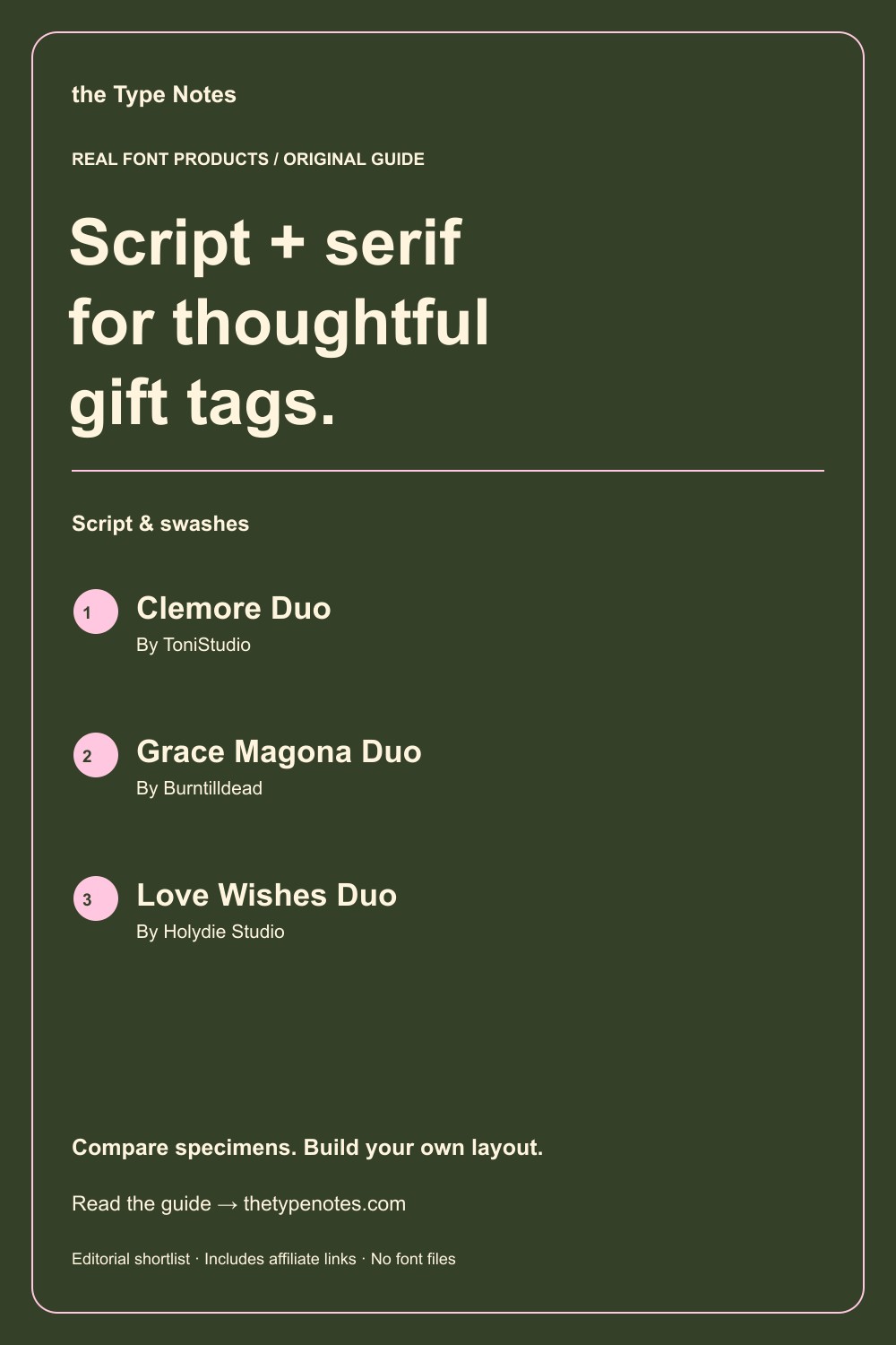 Script and serif pairings for gift tags — guide and real product shortlist