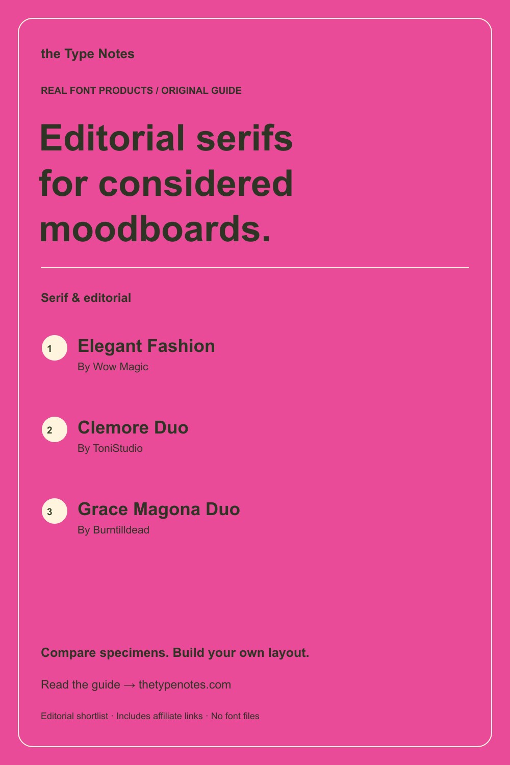 Serif fonts for editorial moodboards — guide and real product shortlist