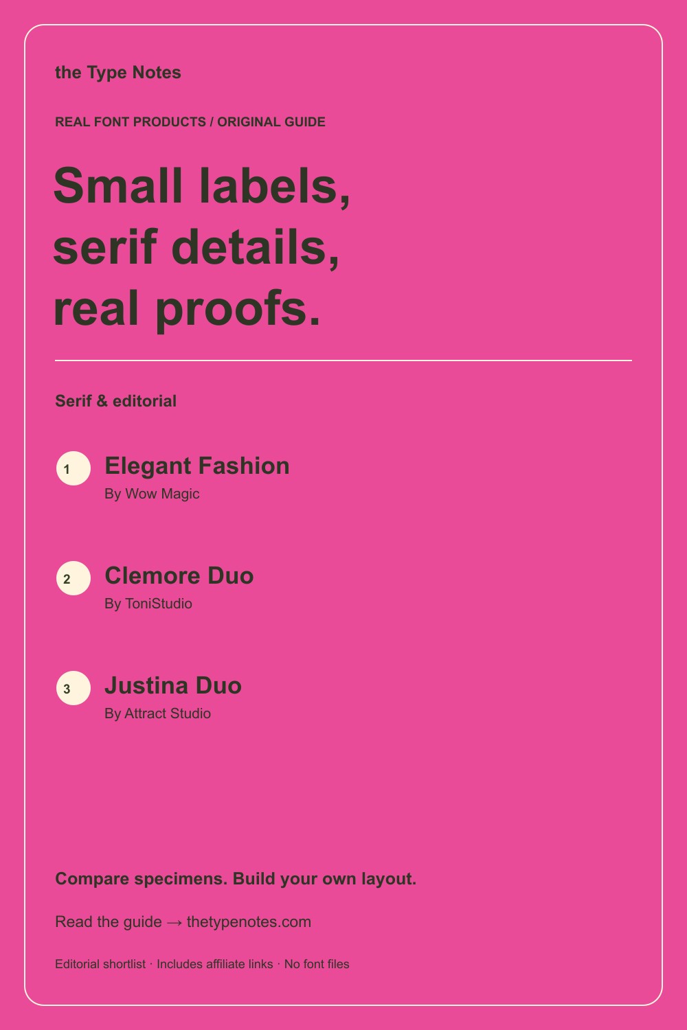 Serif fonts for small label details — guide and real product shortlist