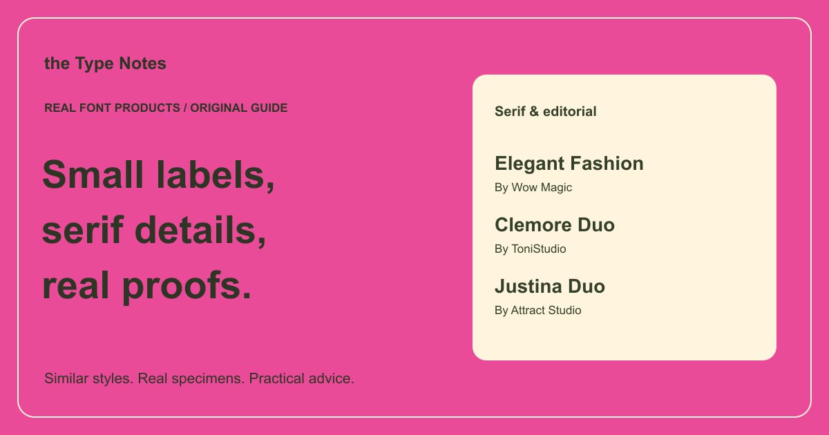 Serif fonts for small label details — the Type Notes editorial cover